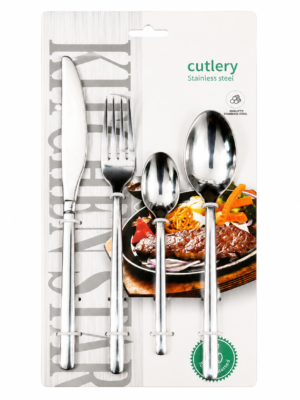 4-Piece Cutlery Set with Hanging Card Packaging