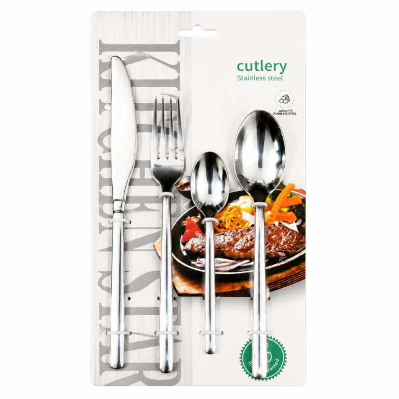 4-Piece Cutlery Set with Hanging Card Packaging